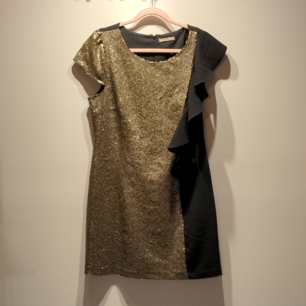 Darling gold and black sequin party dress